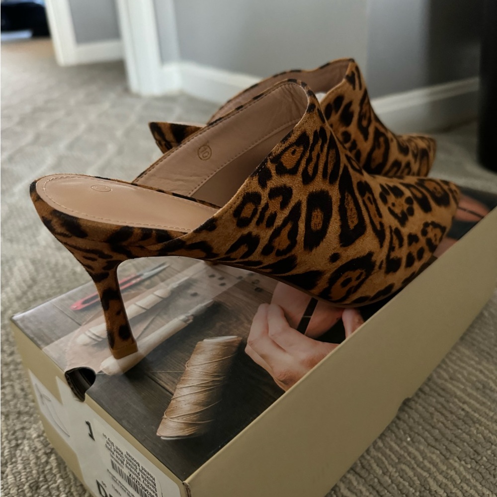 Leopard Print Mule Heels, Size 10 - never been worn